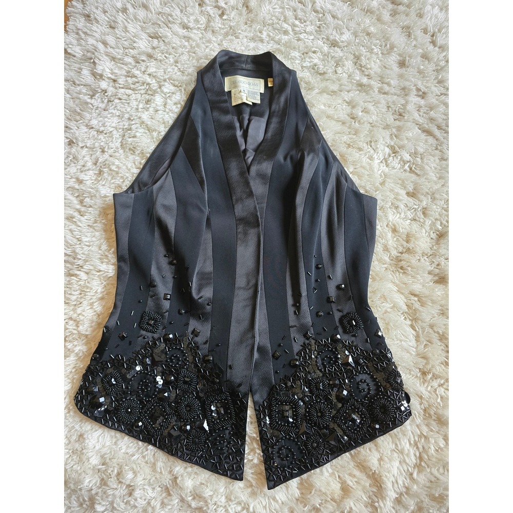 Orlando Rossi‎ Women's Black Beaded Halter Vest Size 8 Evening Formal